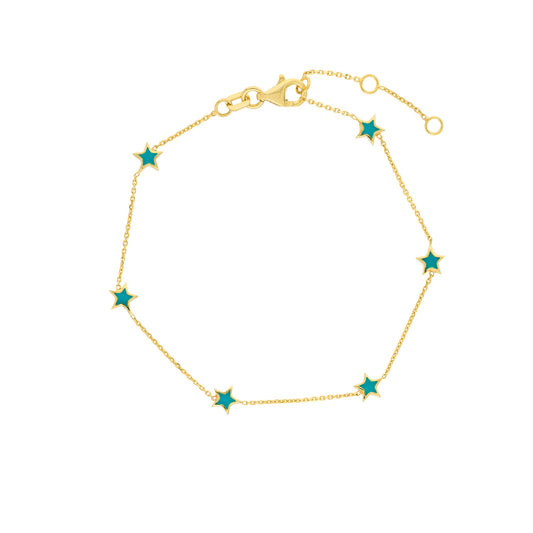 Star Enamel Station Bracelet - Turquoise