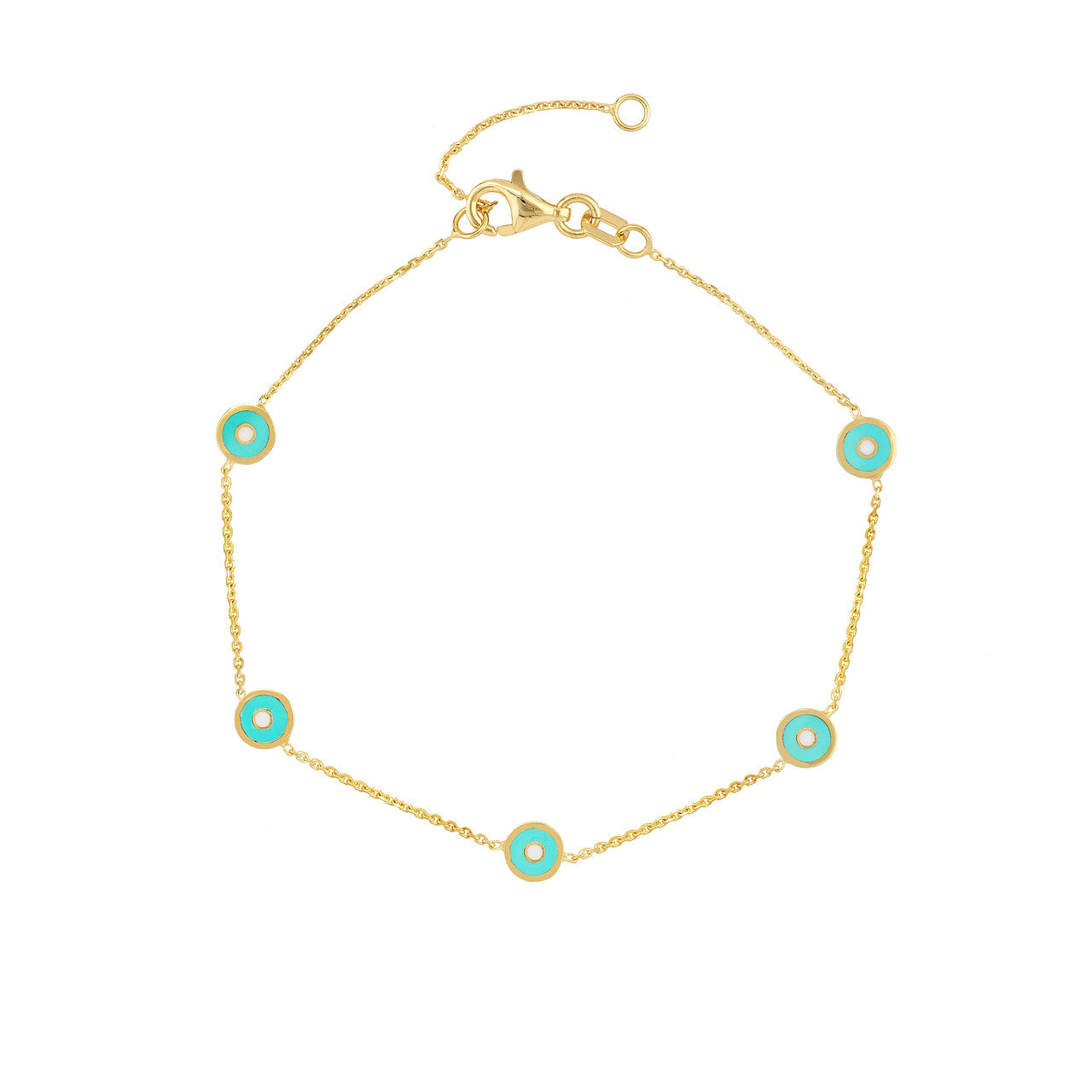 Evil Eye Enamel Station Bracelet - Turquoise