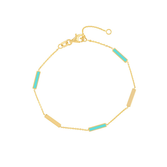 Bar Enamel Station Bracelet - Turquoise